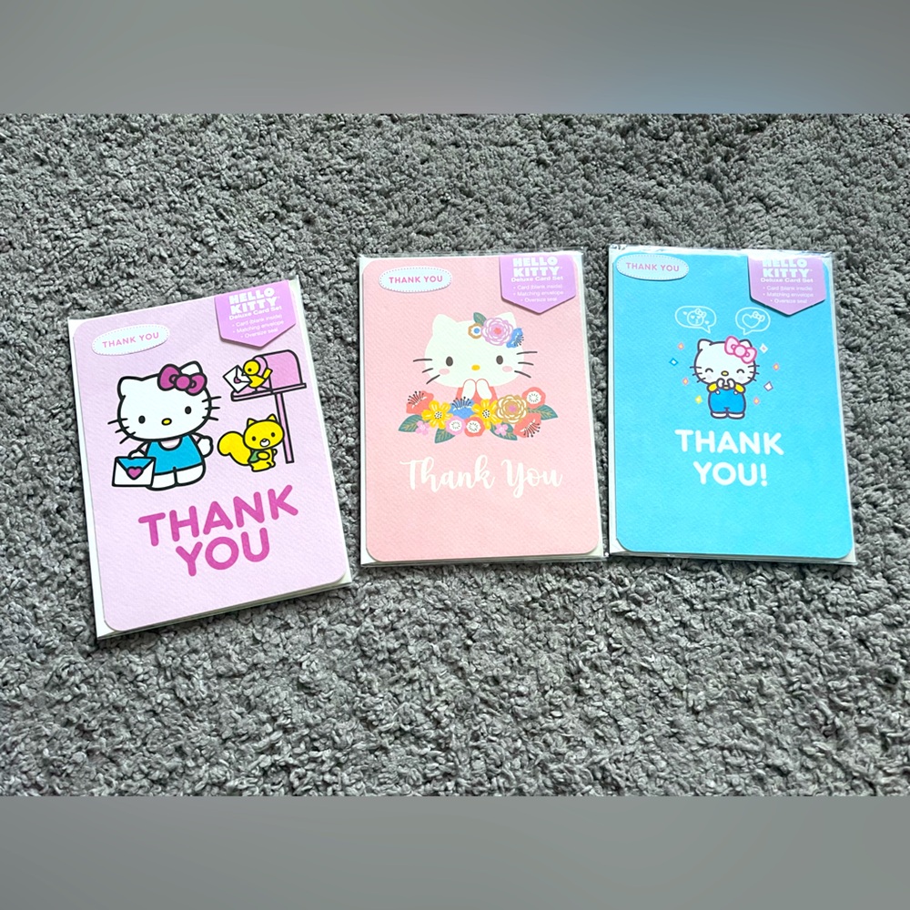 Three Hello Kitty Thank You Greeting Cards